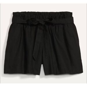 Old Navy High Waisted Linen Blend Tie Waist Black Shorts Sz 14